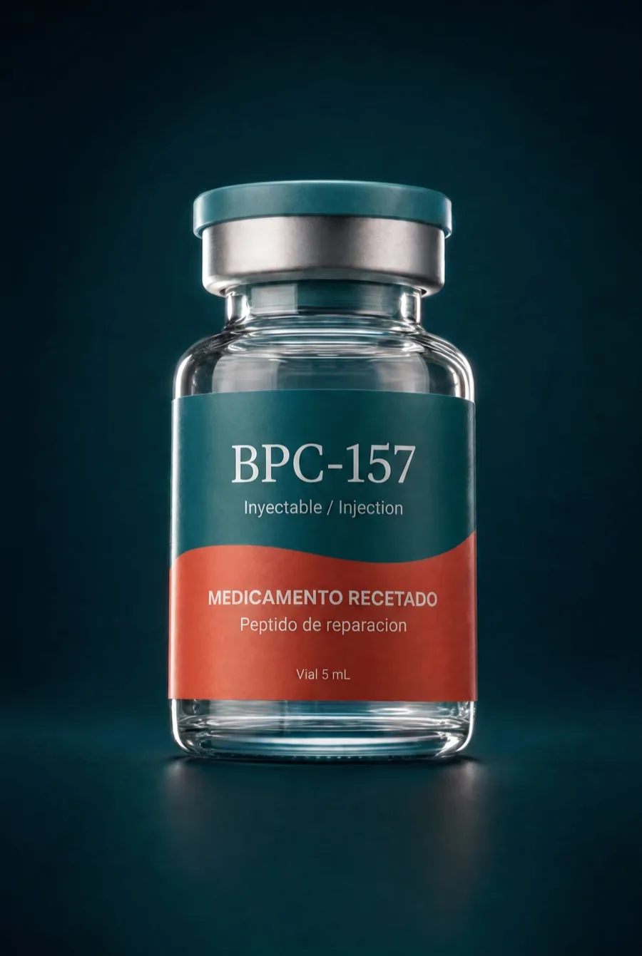 Vial de BPC-157 — medicamento recetado