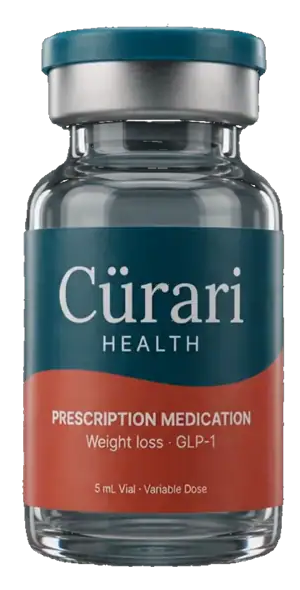 Vial Cürari girando — medicamento recetado GLP-1